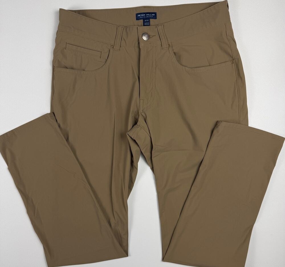 Peter Millar Bingham Golf Pants Mens 30x30 Tan Tailored Fit Performance